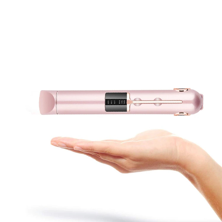 Professional Custom Cordless Hair Straightener Orange 450 Degrees Mini Flat Iron Bling Ceramic Plate Electric Battery Powered