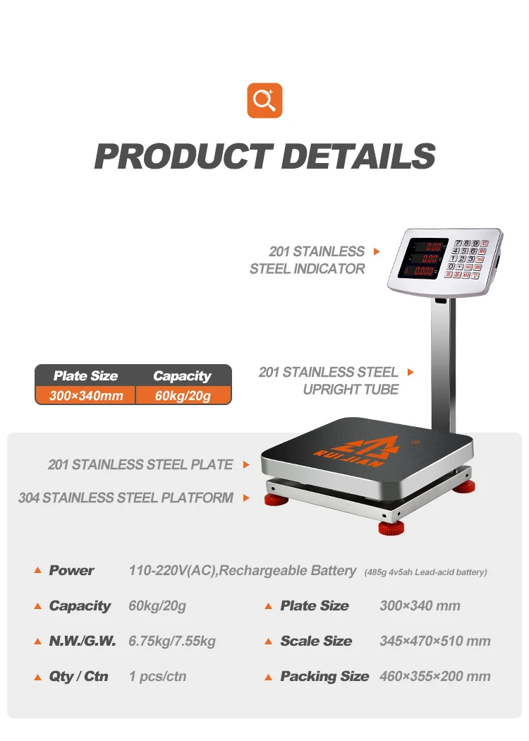 60KG Mini Platform Digital Electronic Weighing Scale