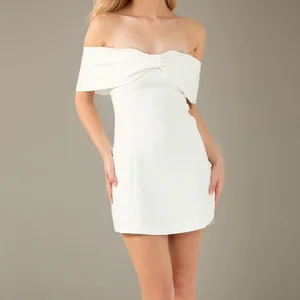 Custom High Quality Sexy Casual Summer Spring A-Line Mini Dresses off Shoulder Elastic Waist Sweet Style Natural Bulk