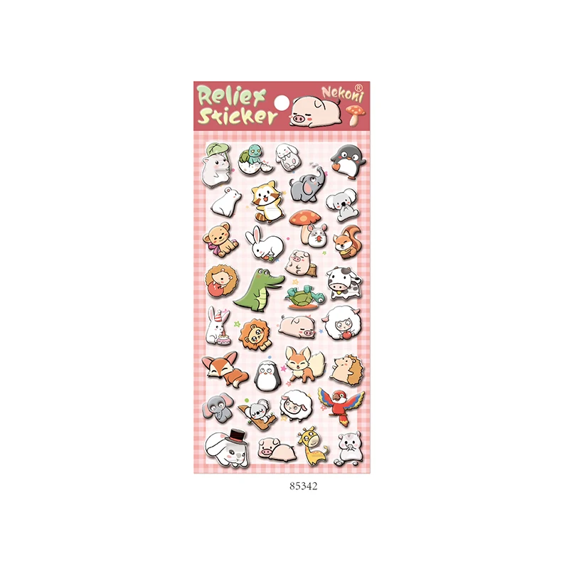 3 pièces Kawaii Mini animaux dessin animé 3D gonflé autocollants mignon Scrapbooking bricolage Journal papeterie autocollant déco esthétique Art fournitures  21