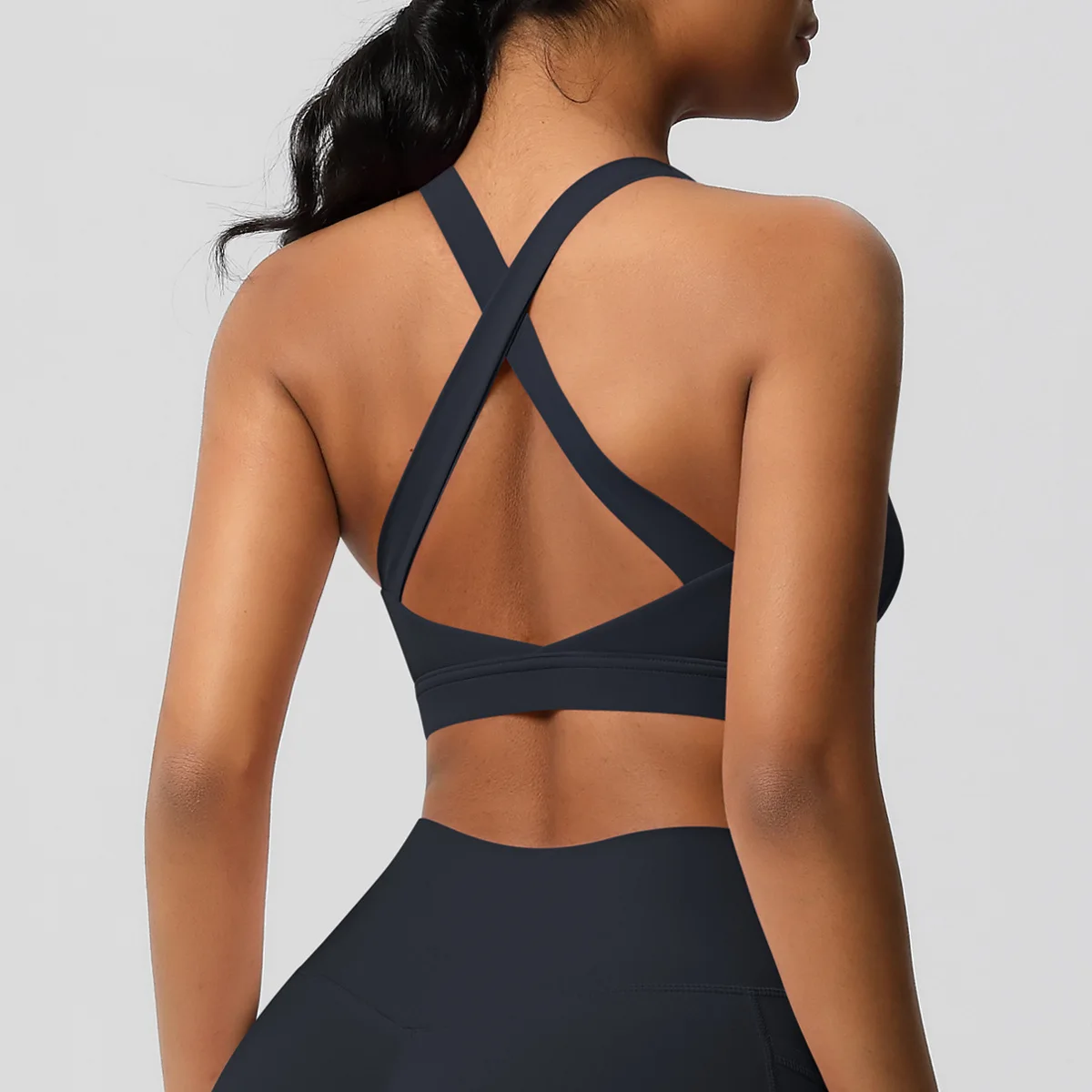 Solid Tight Yoga Vest Sports Underwear Shockproof High Strength Bra Pilates Running Outd preview