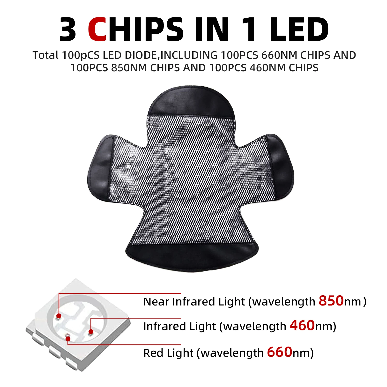 APTREDLIGHT Red Light Hat 300 Chips 460nm Blue 660nm Red and 850nm IR Hair  Cap Near Infrared Light Cap