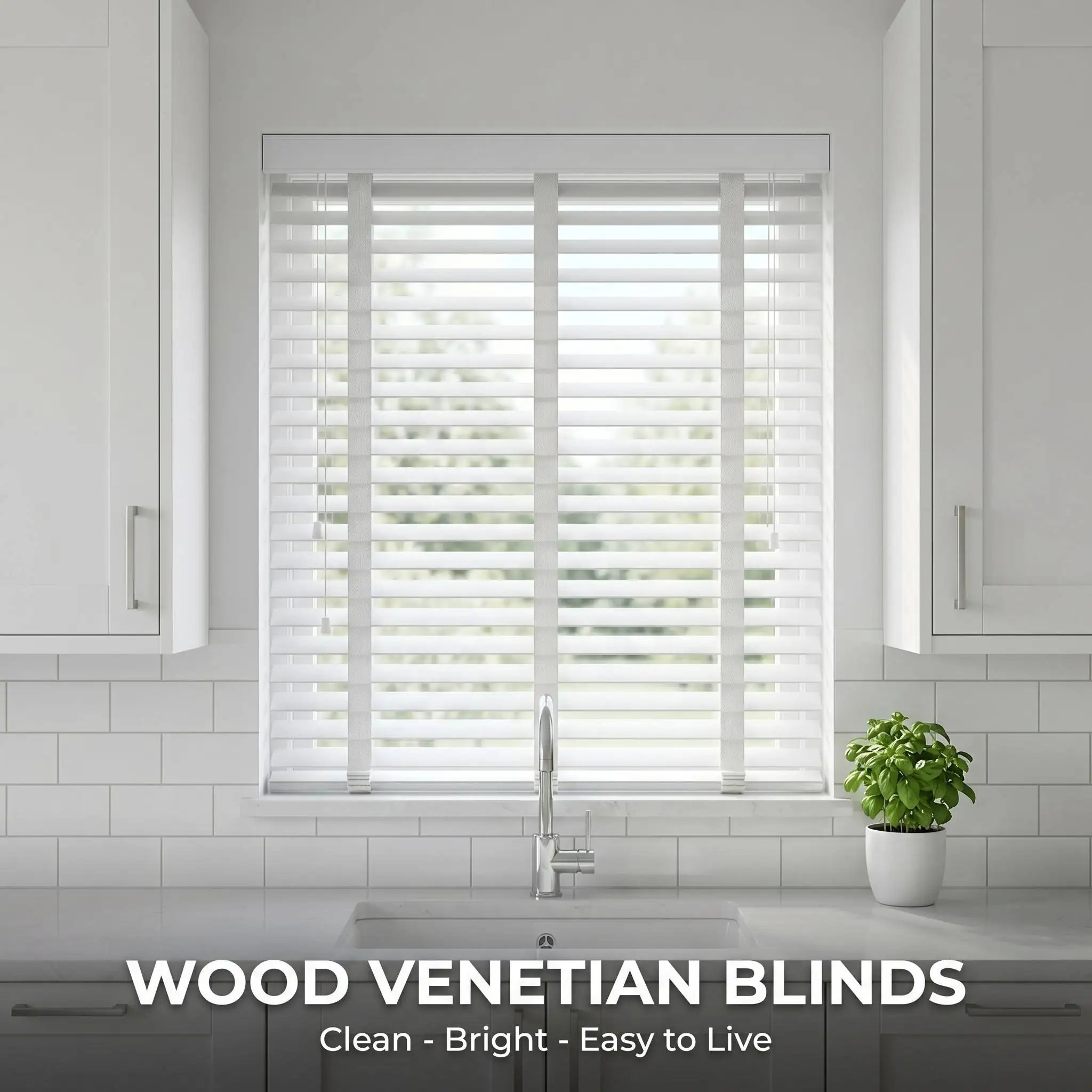 Wit geverfde kleur hout Venesiese blinders slaapkamer kombuis sitkamer eenvoudige valans ladderband pasgemaakte grootte OEM