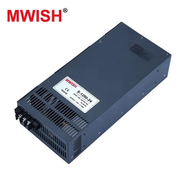 MWISH S-1200-24 SMPS Wide Voltage 1200W 50A 24V Industrial LED Switching Power Supply