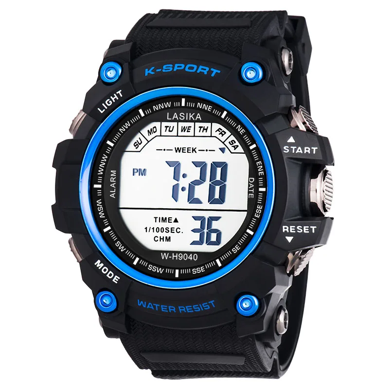 Montre électronique étanche WR50M – Alarme, Chrono, Rétroéclairage, 12/24h