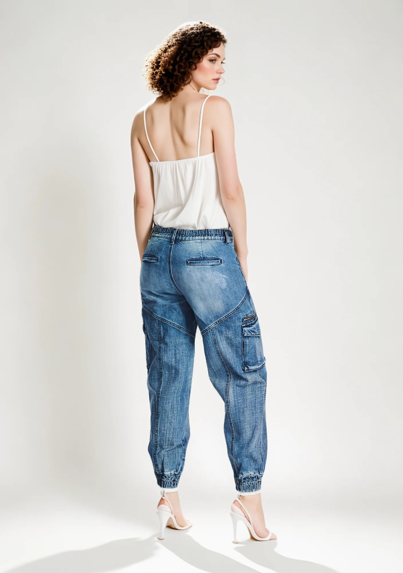 Custom Wholesale Factory Direct Sales Women's New Casual Fashion Washing Process Overalls Elastic Foot Pants Jeans