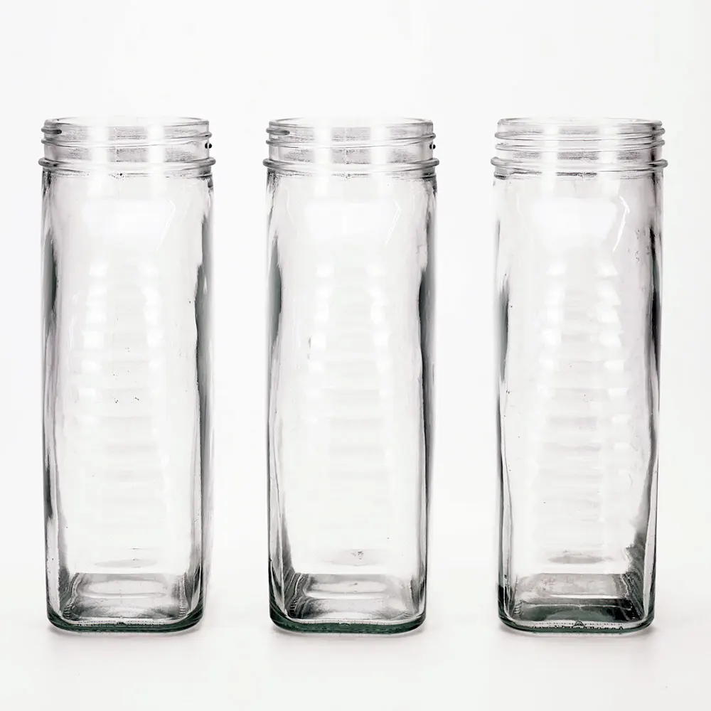 VISTA Empty 650ml Spherical Round Glass Bottle  Honey Jar Square Clear Luxurious Honey Glass Jars with Metal Cap