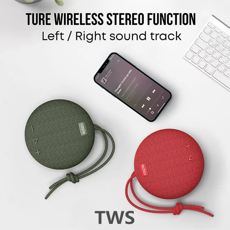 OZZIE 5W Portable Music Audio Player True Wireless Stereo Shower Bluetooth Speaker Waterproof IPX7 Subwoofer