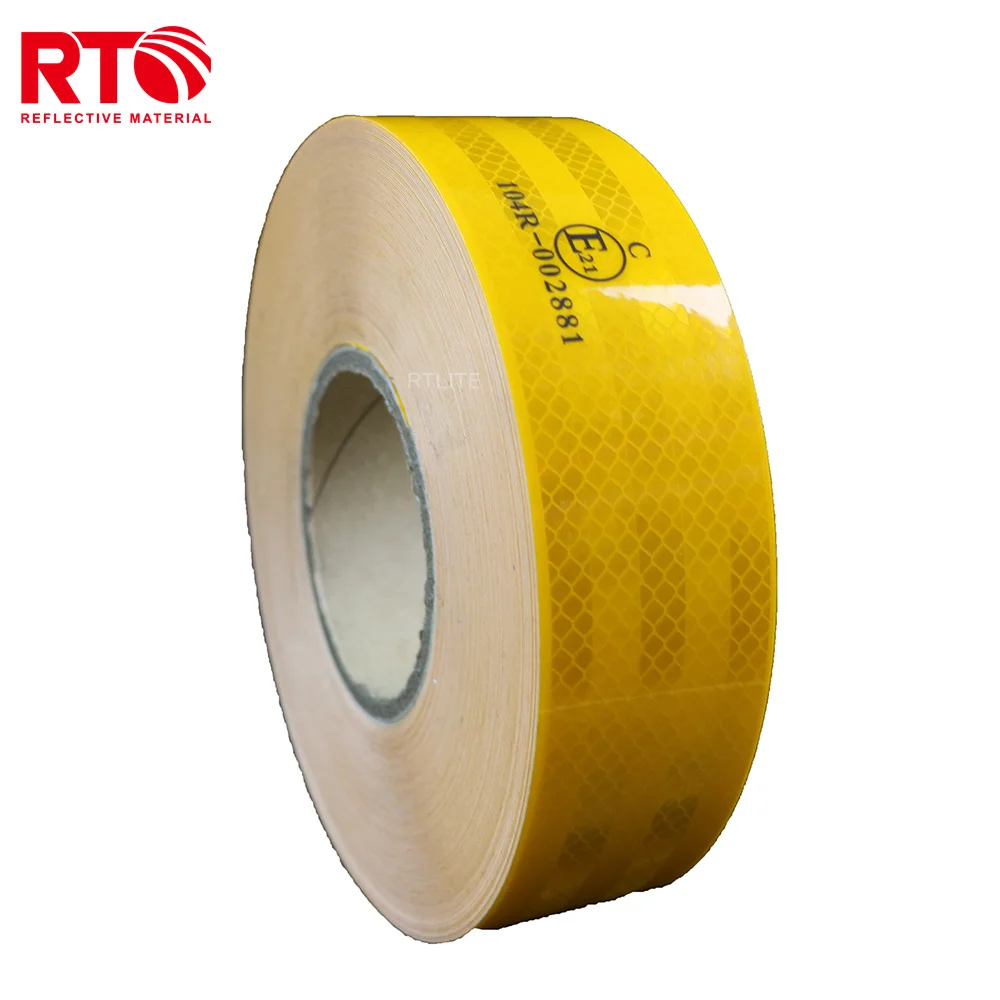 5.08cm*50m PET Material Edge Sealed E21 Yellow Reflective Tape For Truck Safety manufacture