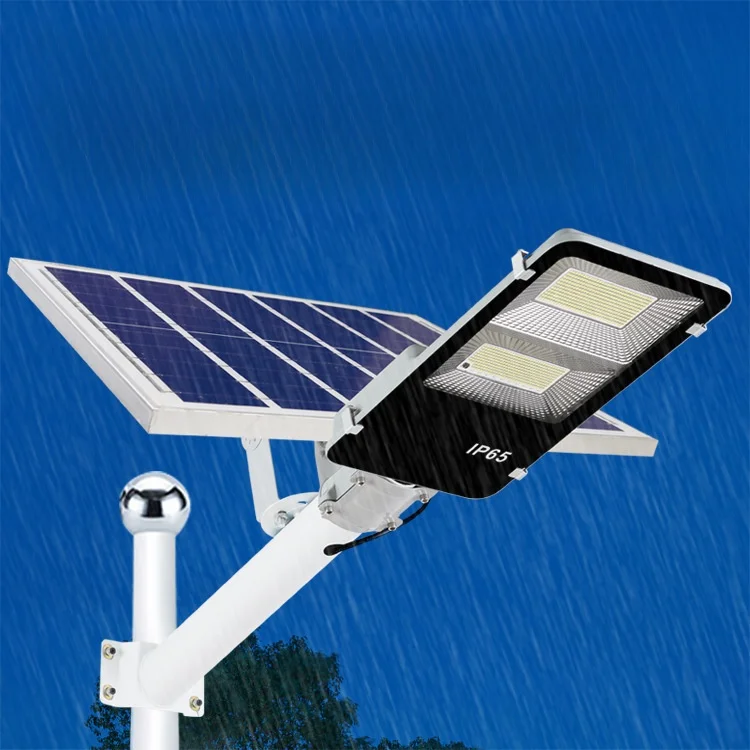 Engros Hot Sale Split monokrystallinsk gadelampe med lithiumbatteri, kommerciel 100W 200W 300W 500W Led solgadebelysning