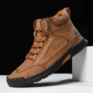 39-48 2026 Handmade Man Lasts Boots Design Sneakers Outdoor Casual Leather Men Sneakers Ankle Boots Trekking Fall Breathable