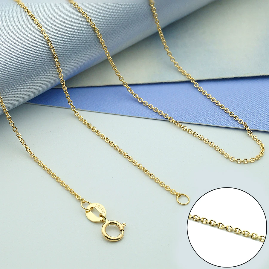 14k Solid Gold Chain Necklaces Au585 Solid Gold 1mm Cable Chain Real
