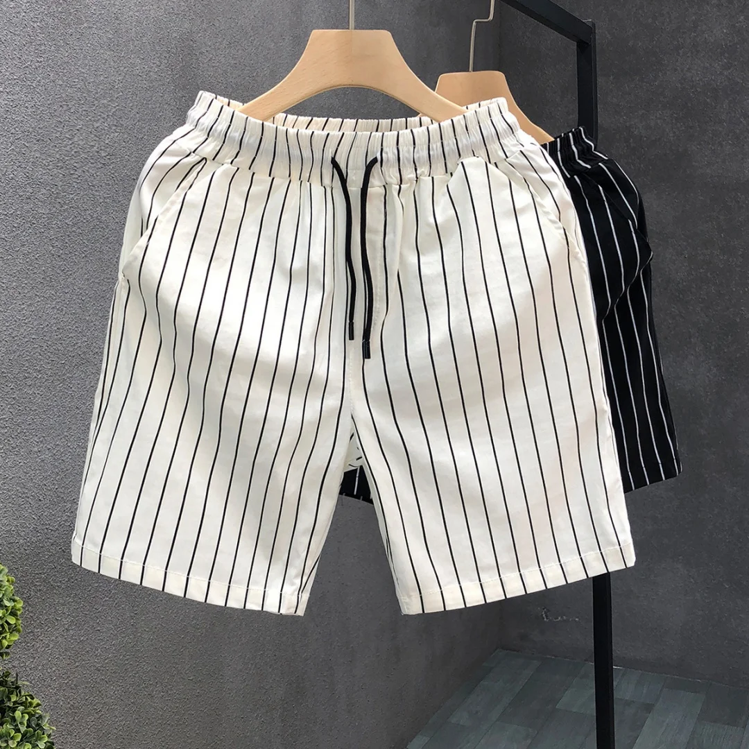 Korean Style Trendy Men's Mid Waist Casual Shorts Breathable All-season Wear Slim Fit Soft Daily Leisure Sports Versatile Shorts