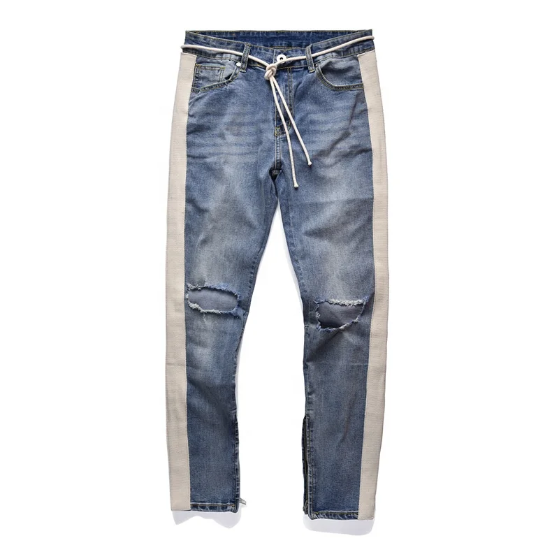 Clothing Side Tape Jeans Mens Fashion Tapered Jeans Wears Denim
