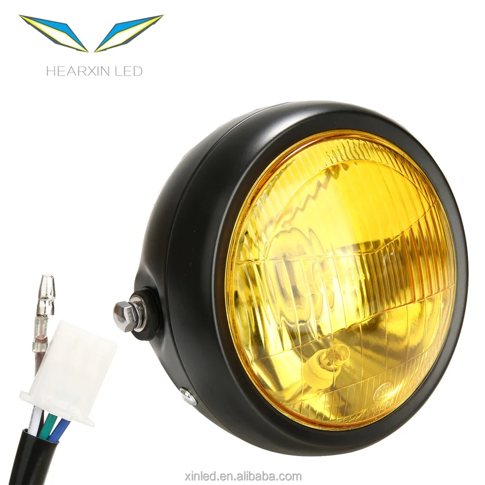 New Product Sell 6.5 Inch 35w Yellow Led Headlights Classic Round  Motorcycle Headlight Drl Headlamp For Choppers - Buy 6.5inch 35w 3500k  Amber Led