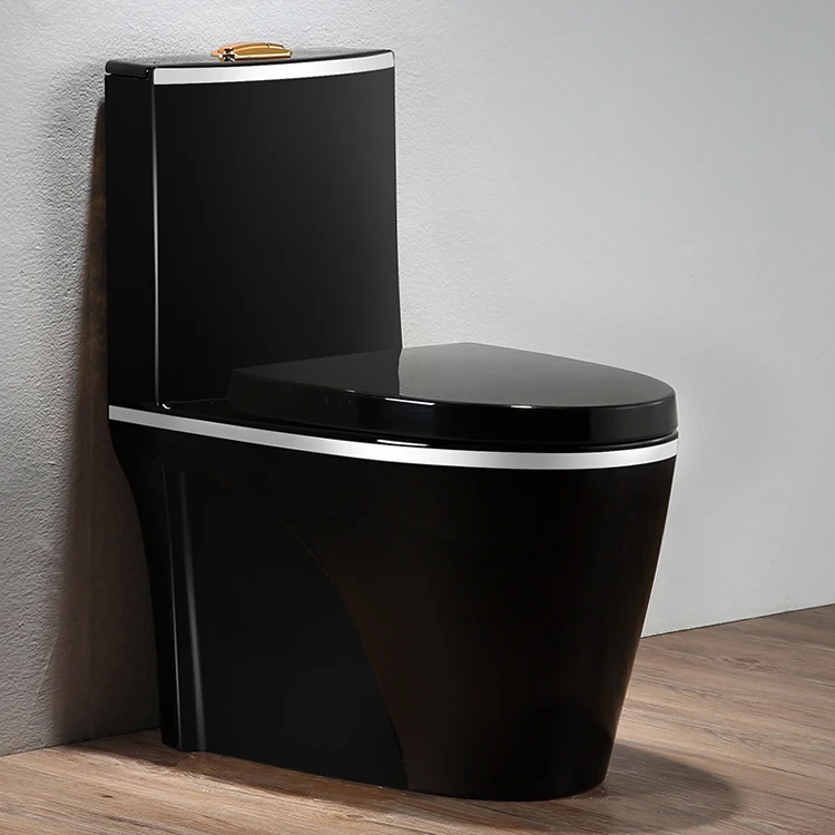 Chinese  Luxury Black Golden Sanitary Ware Bathroom Ceramic  Colored Toilet Gold WC Toilet