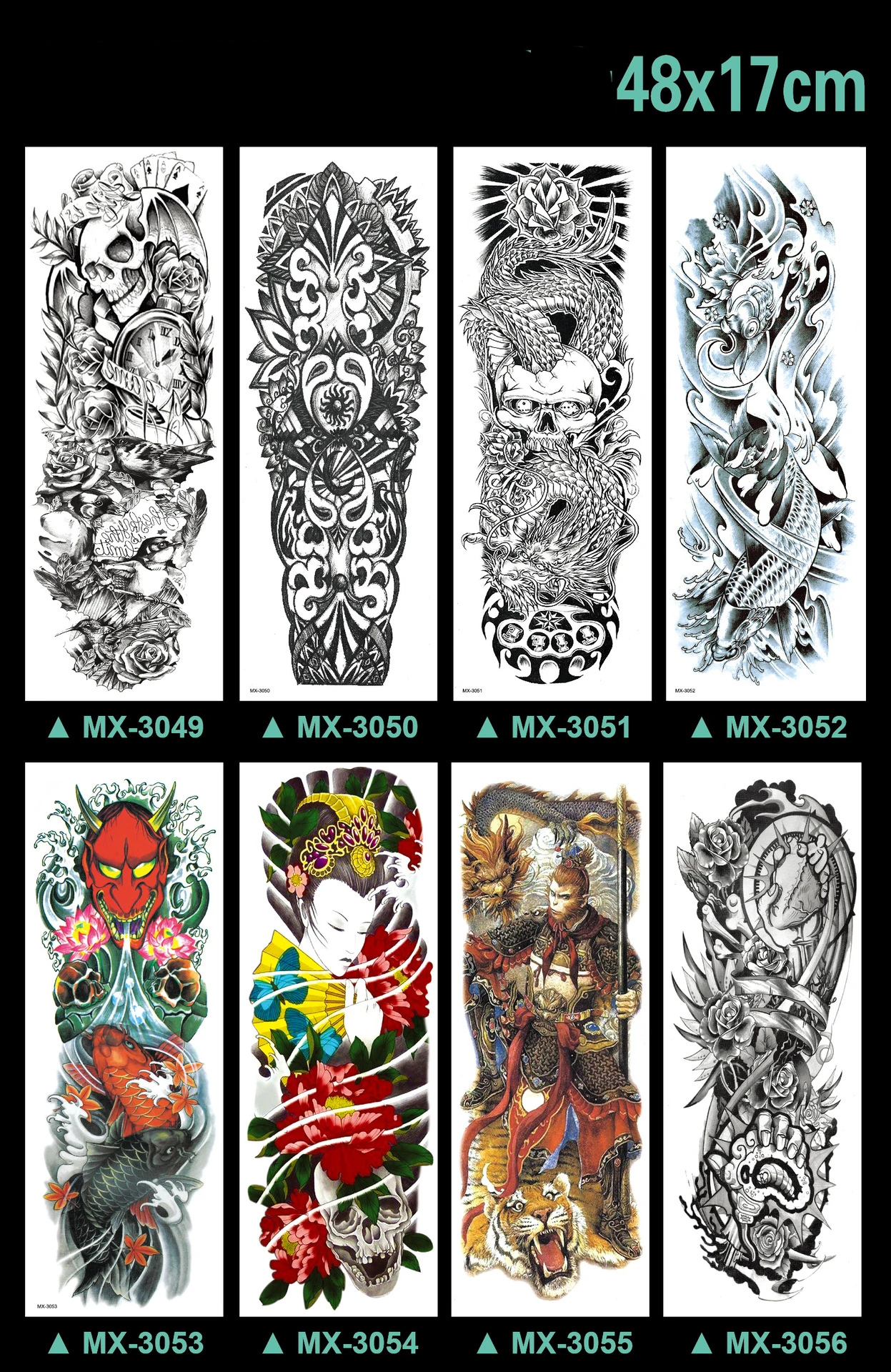 DaLin 4 Sheets Extra Large Temporary Tattoos, Full Arm (Set 2) : Amazon.in:  Beauty