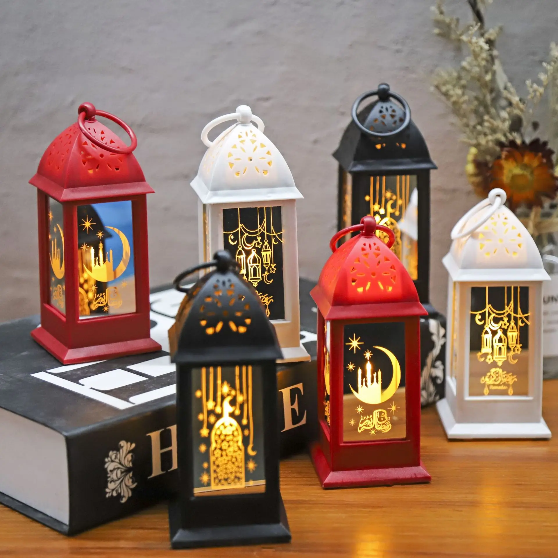 中東フェスティバル六角形LedプラスチックランタンEIDランタンRAMADAN