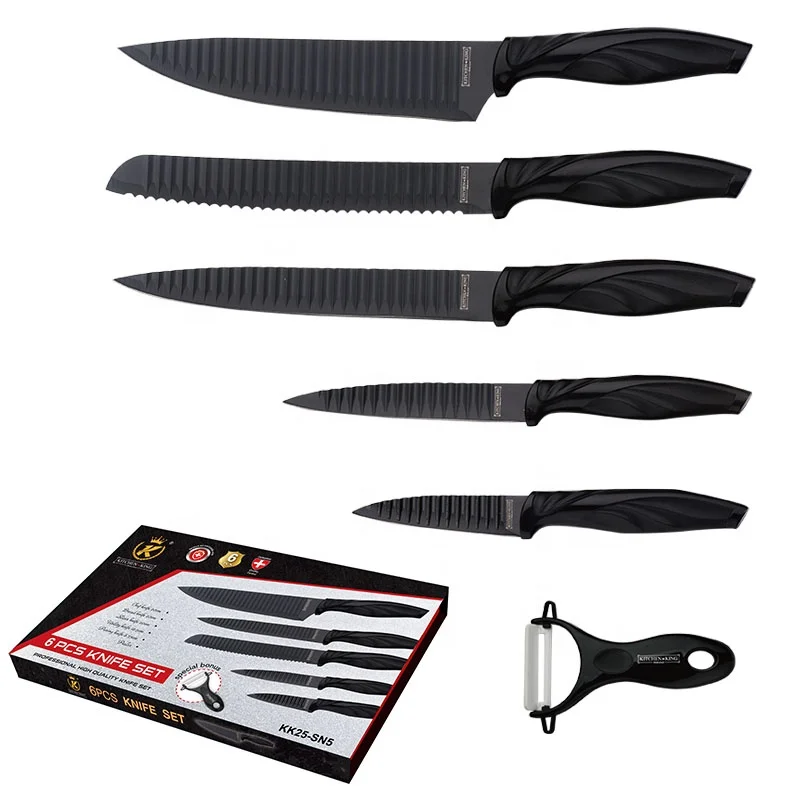 KITCHEN KING - 6 PIECE KITCHEN KNIFE SET (BLACK)