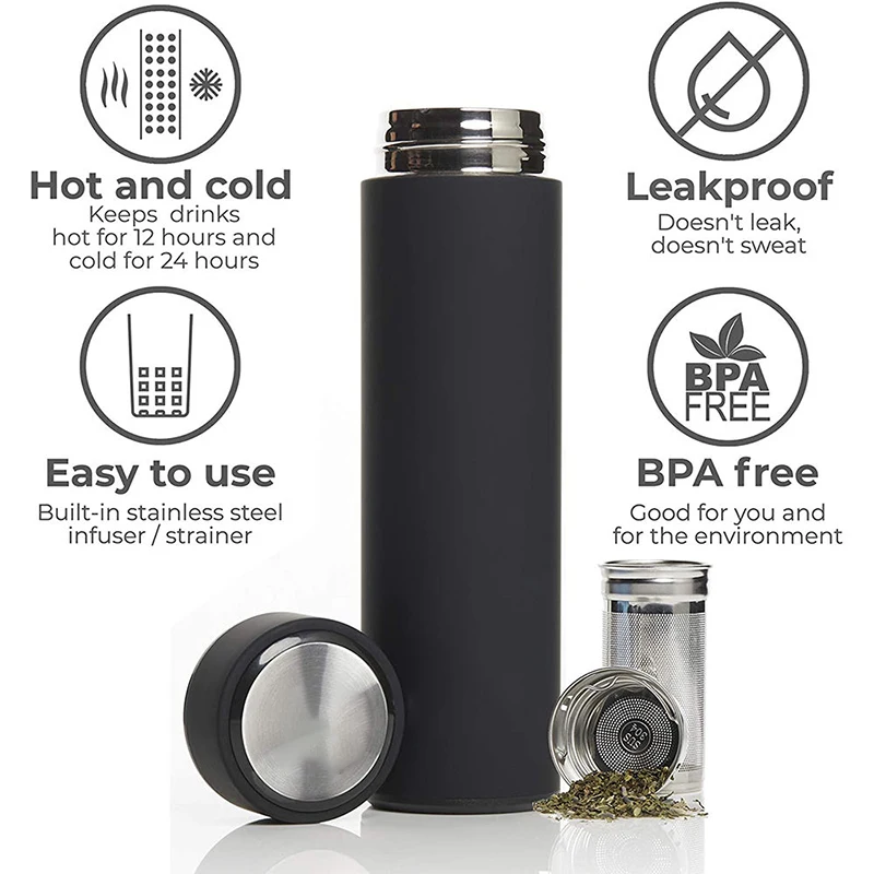 Portable Flasks Vacuum Tea Thermos Stainless Steel Water Bottle Tea ...