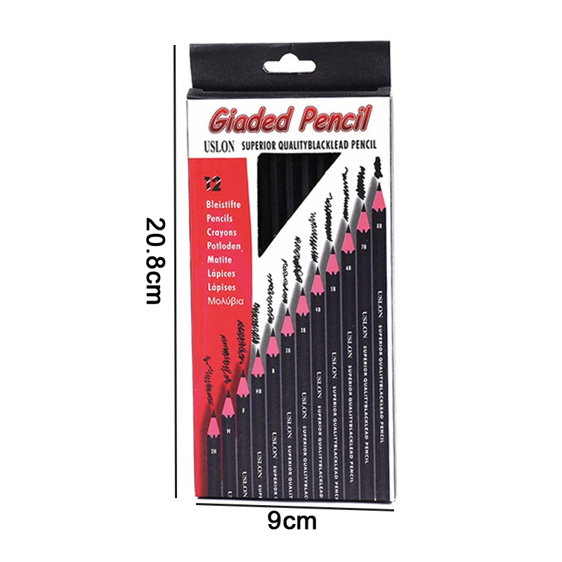 Набор эскизных карандашей 2H-8B карандаши для рисования канцелярские принадлежности в железной коробке 12 железных