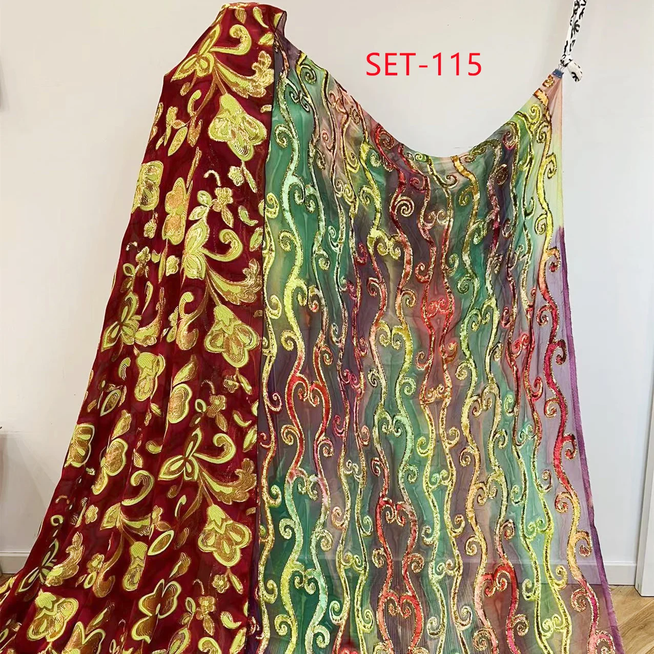 High Quality Lurex Luxurious Thread Blended Jacquard Fabric for Somali Dirac Set and Sudanese