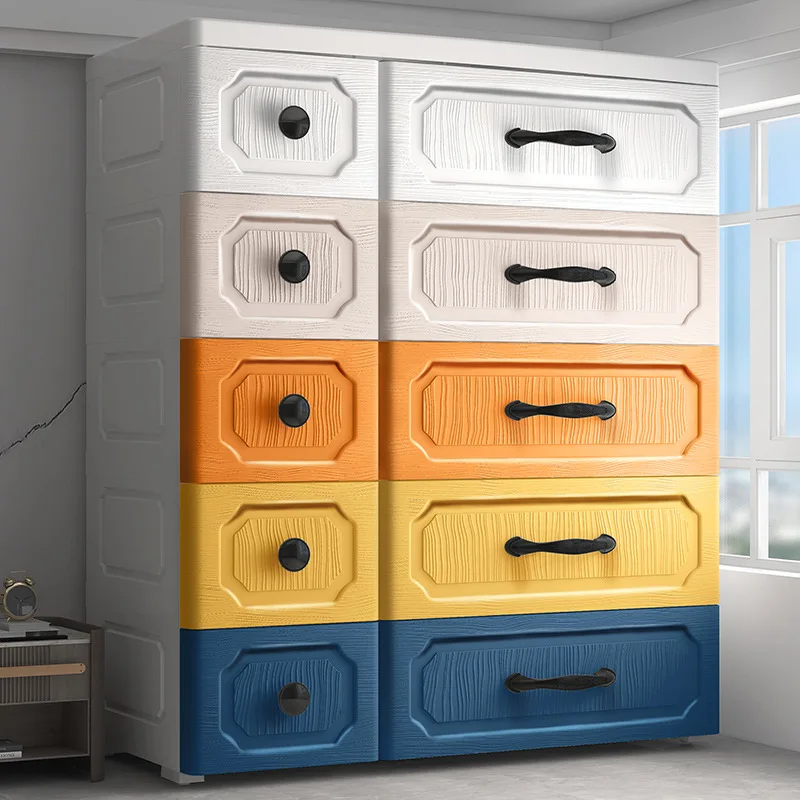 Thickened Plastic Multi-Layer Toy Storage Cabinet Baby Closet & Children's Organizer Chest Drawers for Tableware & Organizing