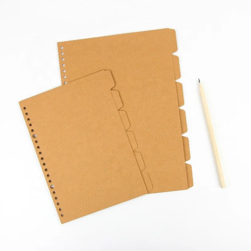 Personalized Kraft Paper Index Tab Divider For 20/26 Holes Loose Leaf