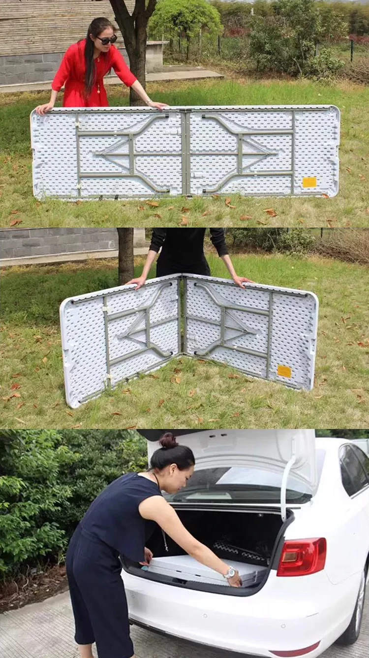 One piece table top Plastic Portable Suitcase Folding Table