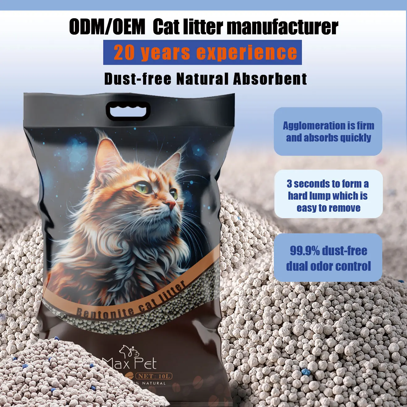 Bentonite Wholesale Bulk 10kg 20kg Ball Shaped Premium Organic Clay Cat