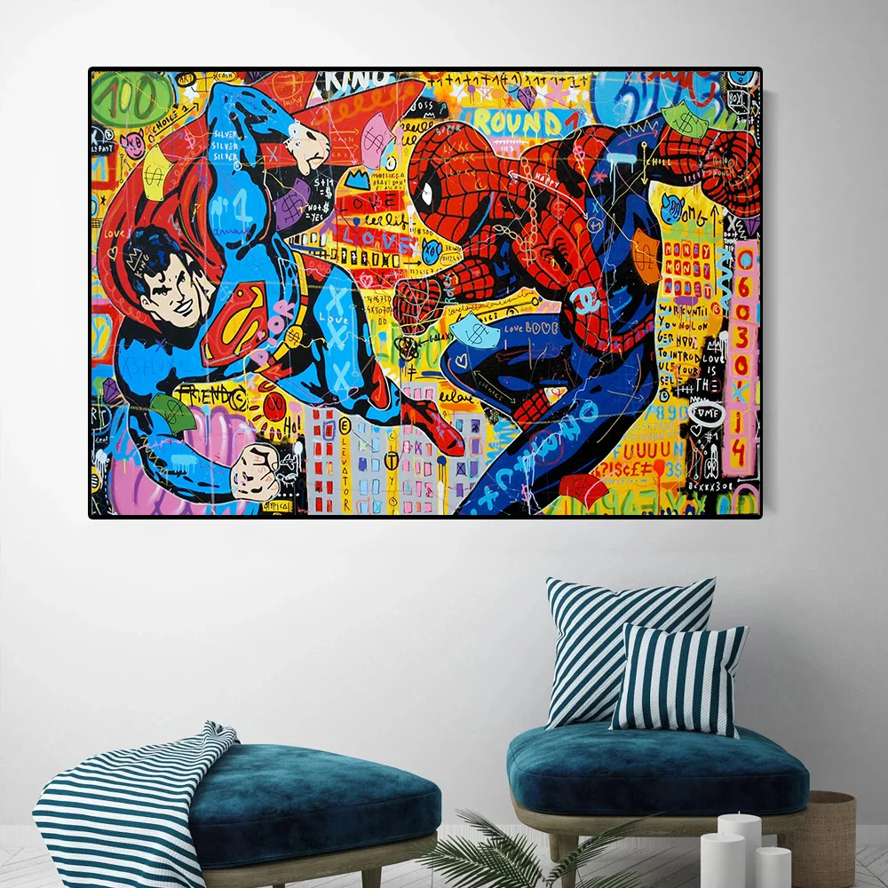 Graffiti Street Art Anime Pop Art Superhero And Spiderman Posters And  Pictures Prints Canvas Painting For Kids Room Home Decor - Buy Canvas  Painting,Art Print,Decor Painting Product on 