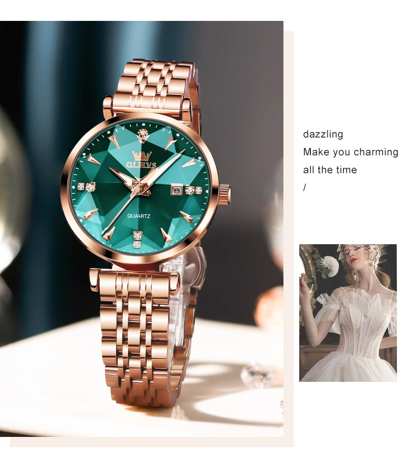 Olevs 5536 Luxury Fashion Casual Design Waterproof Wrist Watch Bright Multi Glass Ladies Quartz Women Watches for Girl Female