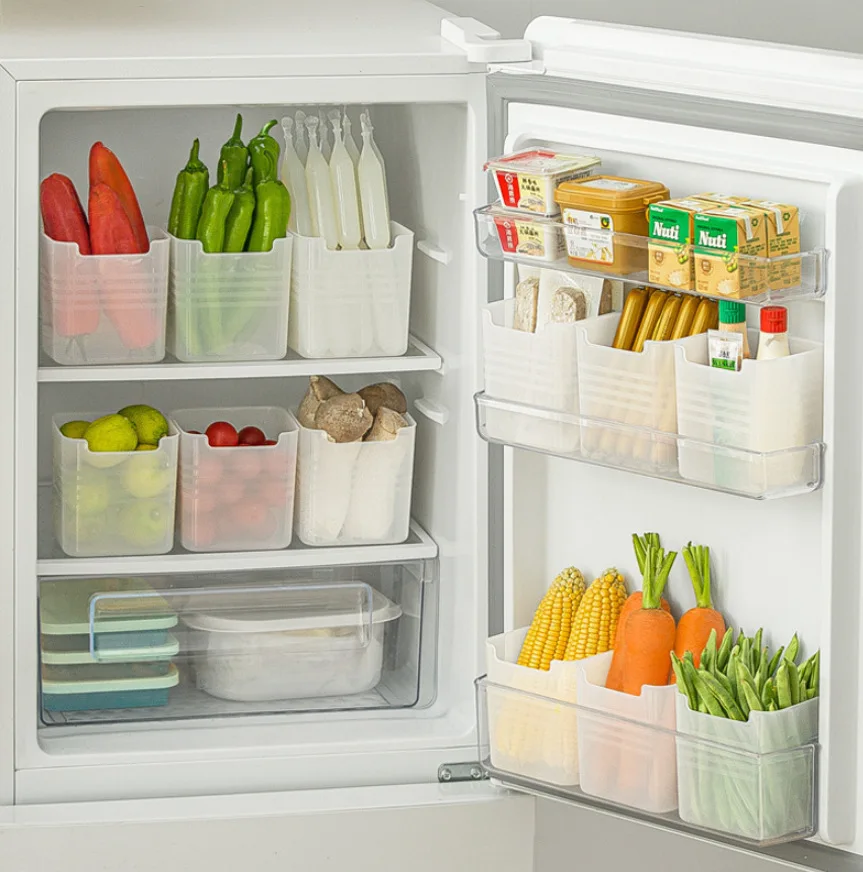 Portable Single Compartment Refrigerator Storage Box Cute Multi-Functional Design with Side Door Access for Lunch Containers