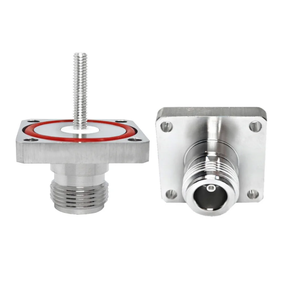Factory 50 Ohm RF Connector N Type Female Hembra Jack Socket 4 Holes M5 Treath Flange Panel Mount 32*32mm Rf Coaxial Connectors