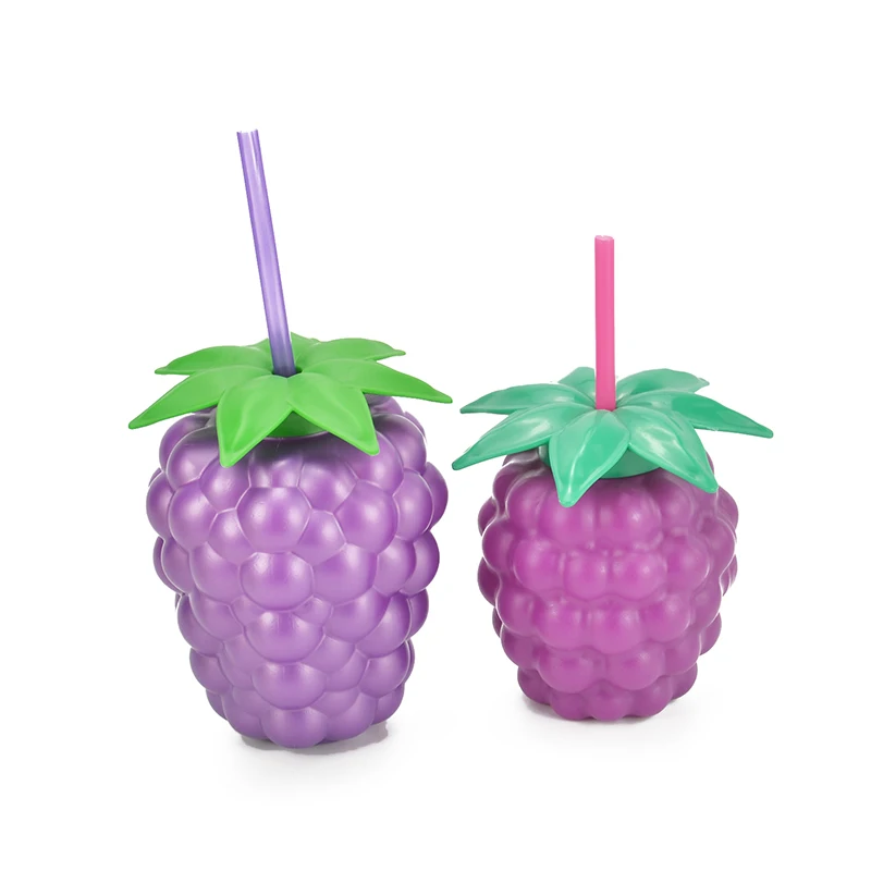 800ml HDPE Plastic Grape Shape Disposable Drink Cup Juice Cold Drink Custom Colour with Straw Lid