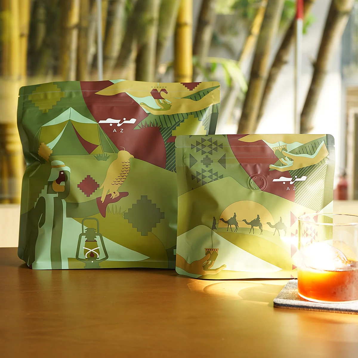 Custom New Design Plastic Mylar Stand up Pouch Diamond Shape Coffee Bean Packaging Bags With Hang Hole