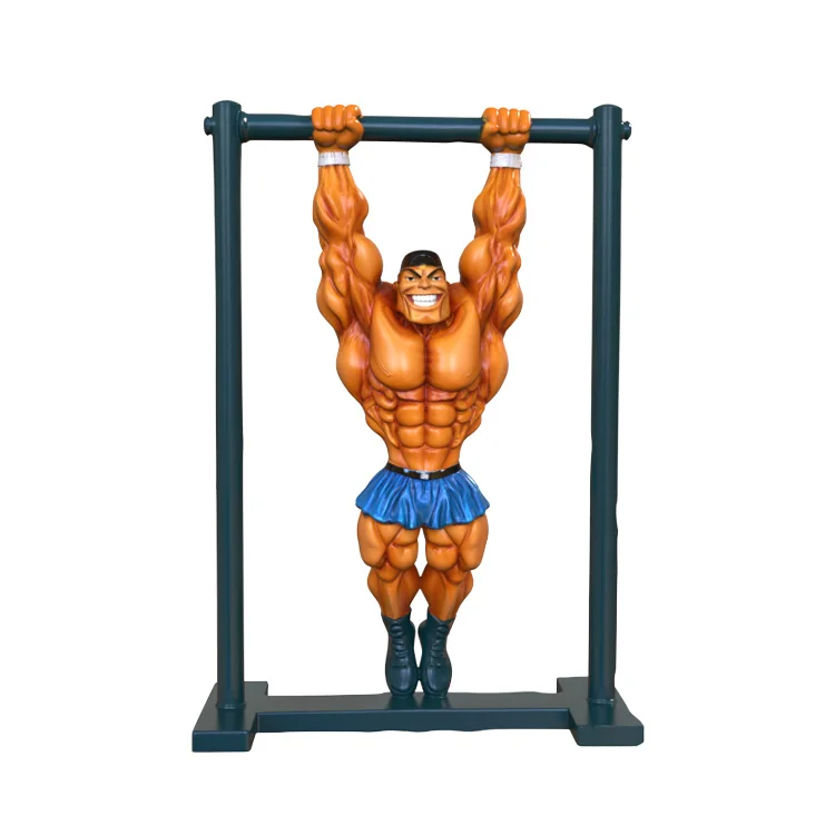 Håndlaget pull-up-fitnessinstruktør i resin, engros, tilpassbar dekorativ kunsthåndverksfigur i resin for det europeisk-amerikanske markedet