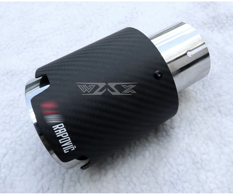 Matte Carbon Fiber Refit Single Outlet Straight Exhaust Tailpipe Car Muffler Exhaust Pipe Tail Tip Customized Logo Universal