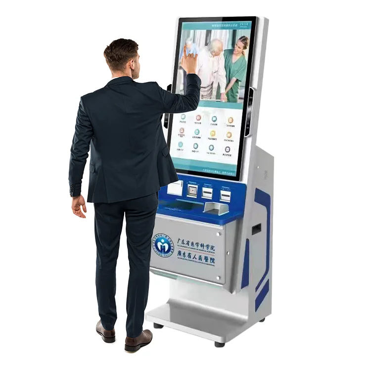 Cheap Custom Function 32 Inch A4 Printing Patient Checkin ID Card Reader Cash Self Service Kiosk for Hospital