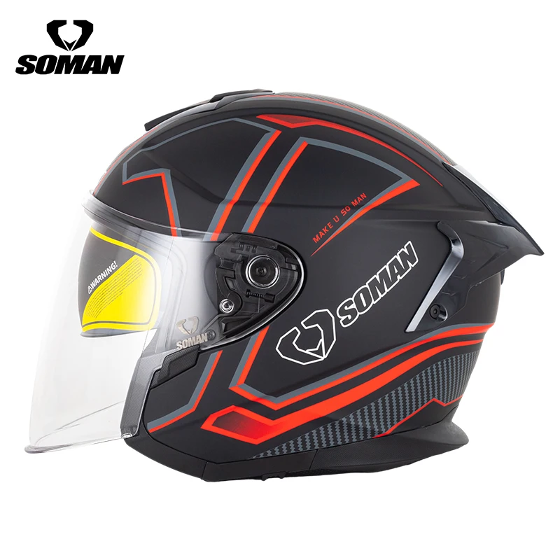SOMAN ジェットヘルメット SM523 オープンフェイス ダブルバイザー
