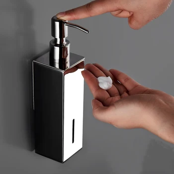 Two Functions Square Black Stainless Steel Pump Wall Mounted Shampoo Soap Dispensers for Countertop