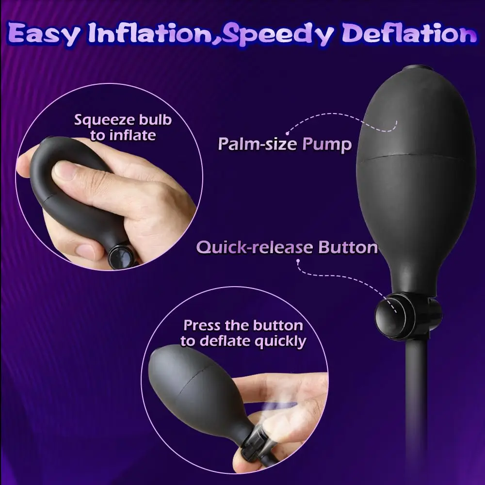 2 in 1 Resizable Enema Anal Sex Toy Silicone Inflatable Realistic Dildo Anal Pulg Expand Butt Plug with Balloon Pump