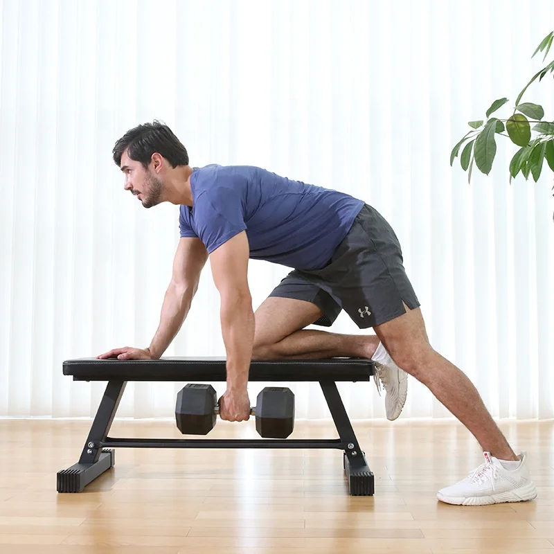 Kraft training Hantel bank Stahlrahmen Flache Bank mit Hantel Aufbewahrung  Workout Fitness Hocker Fr Ganzkrper bungen