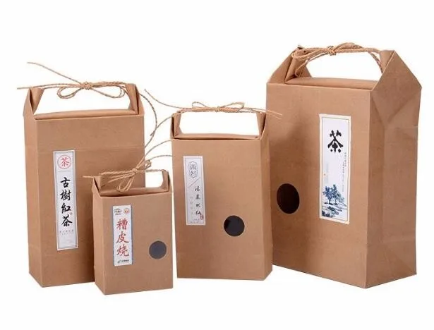 Stand up Kraft Paper Pouch with String for Food Packaging