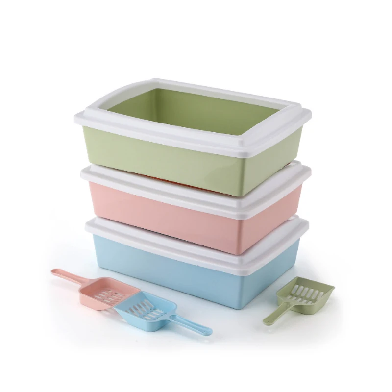 Rectangular Pet Semi-closed Cat Litter Box Litter Tray Toilet Plastic Cat Litter Box With Shovel