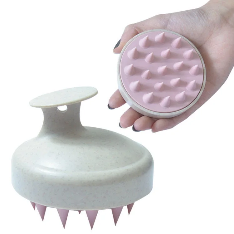 Wholesale Wheat Straw Silicone Scalp Scrubber Brush Eco Friendly Hair