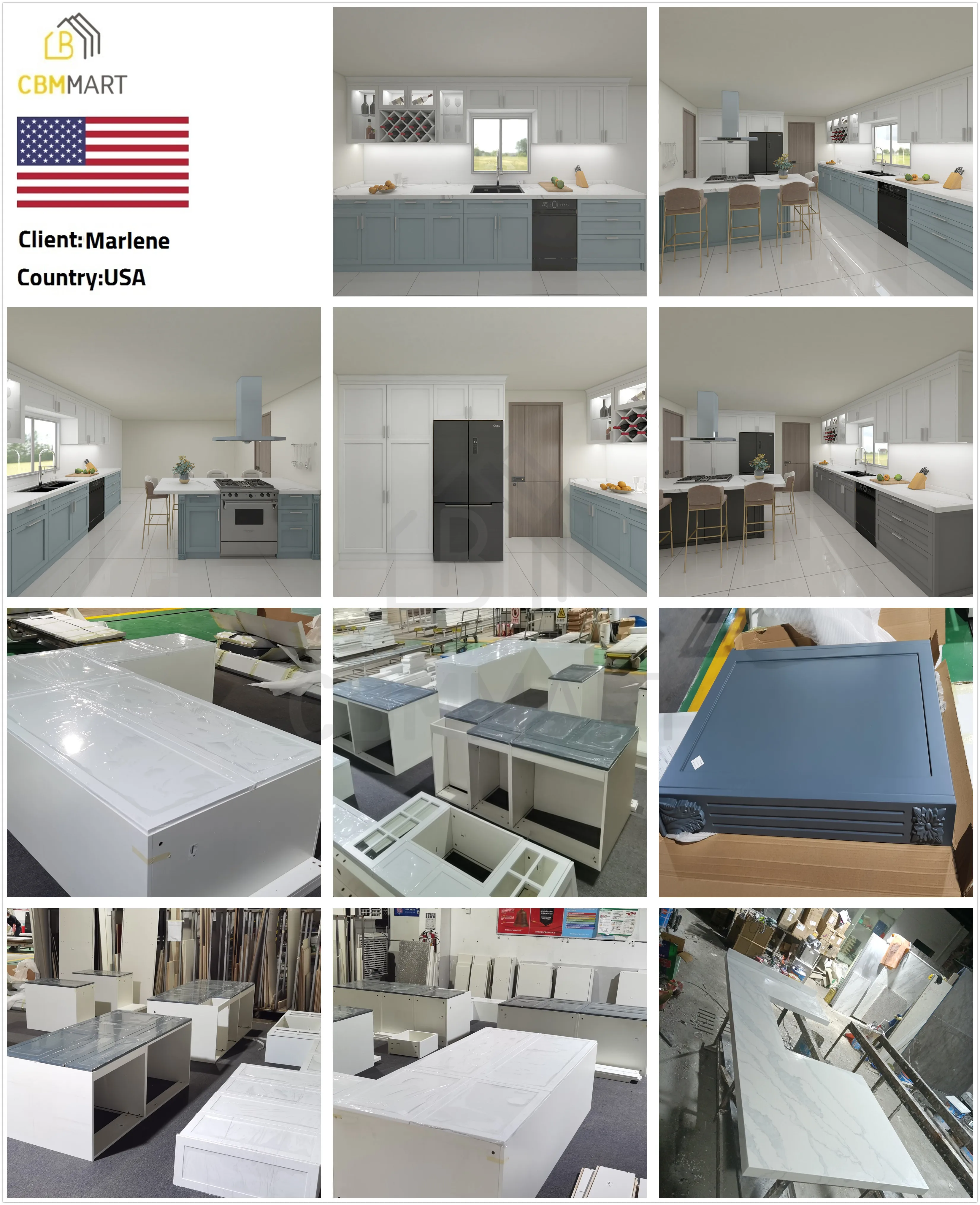 Cbmmart Transitional Solid Wood Kitchen Cabinets Design