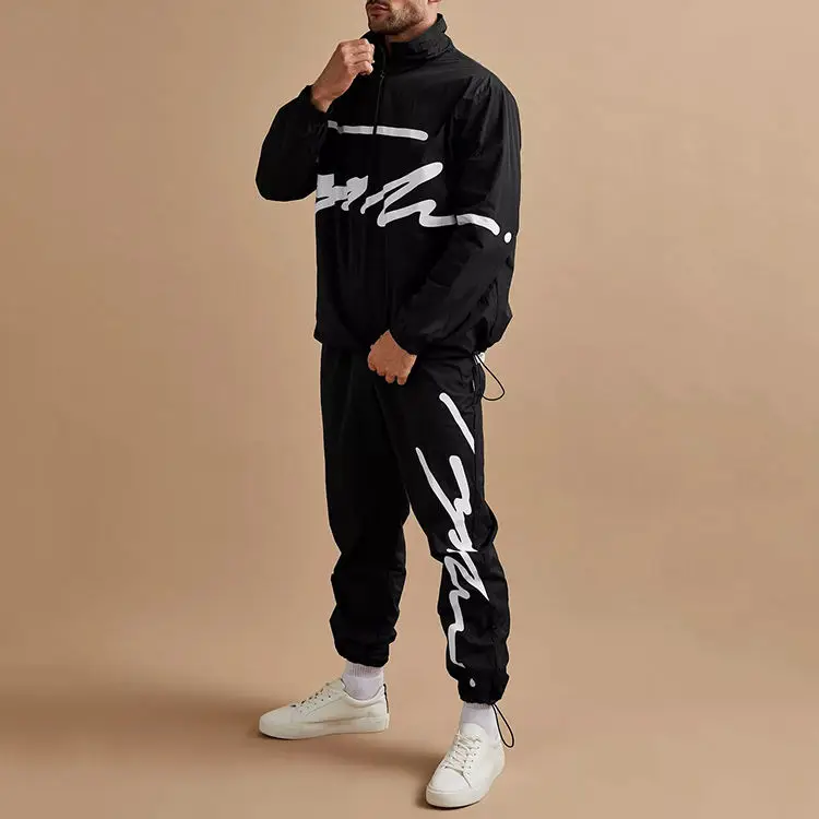 Tracksuit Drawstring Custom Logo Print Drawstring Track Jacket And Jogger Sets Custom Color ...