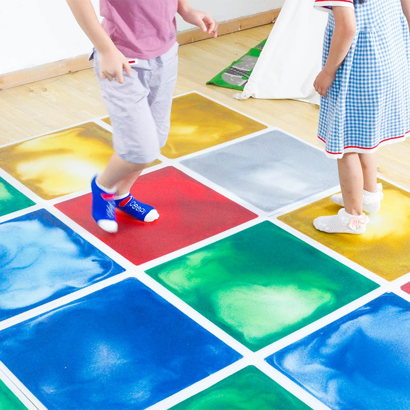 30cm Sensory Dynamic Glitter Liquid Flooring School Classroom Clear Plastic Liquid Floor Kindergarten Tiles