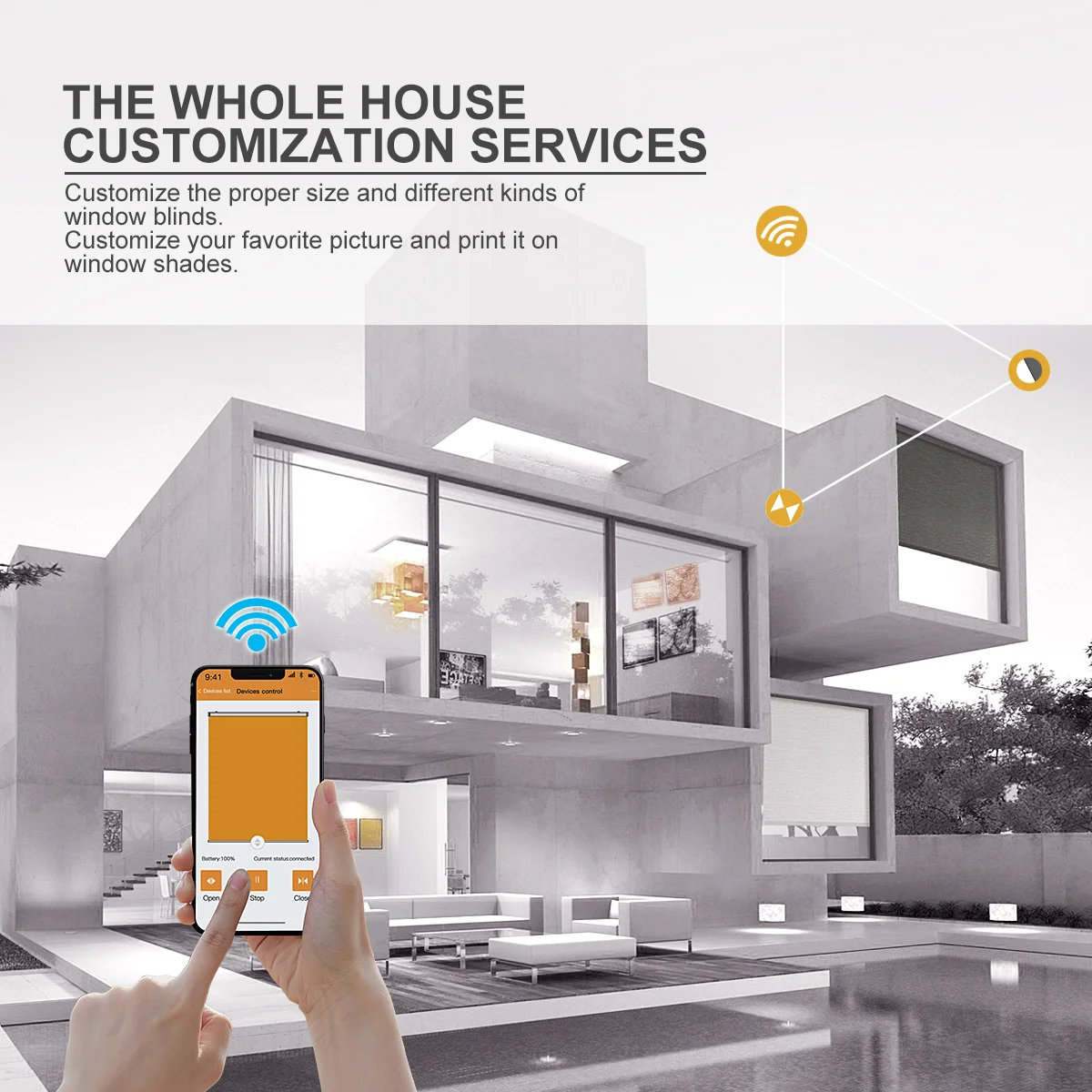Customized Size Tuya App Signee Smart Electric Control Motor Waterproof Automatic Blackout Window Roller Blinds